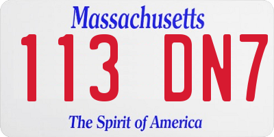 MA license plate 113DN7