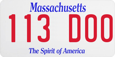MA license plate 113DO0