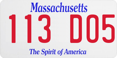 MA license plate 113DO5