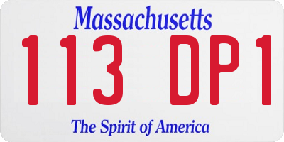 MA license plate 113DP1