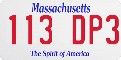 MA license plate 113DP3
