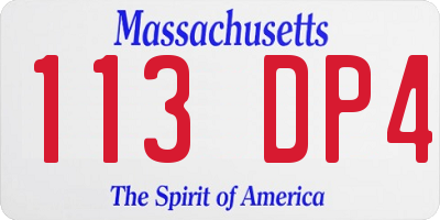 MA license plate 113DP4