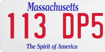 MA license plate 113DP5