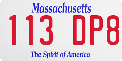 MA license plate 113DP8