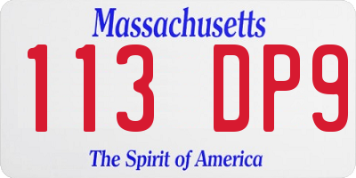 MA license plate 113DP9