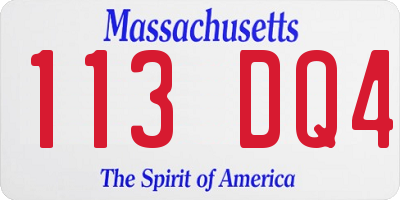 MA license plate 113DQ4