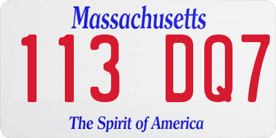 MA license plate 113DQ7