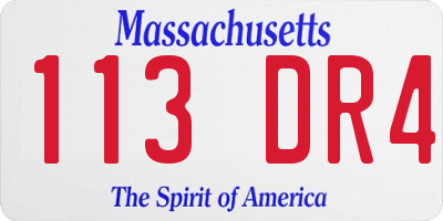 MA license plate 113DR4