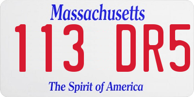MA license plate 113DR5