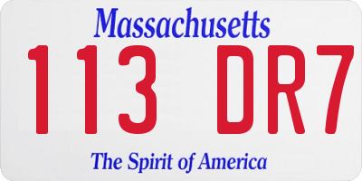 MA license plate 113DR7