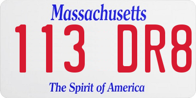 MA license plate 113DR8