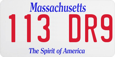 MA license plate 113DR9