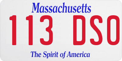 MA license plate 113DS0