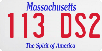 MA license plate 113DS2