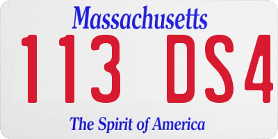 MA license plate 113DS4