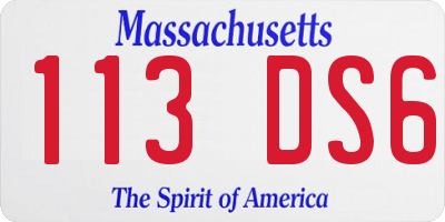 MA license plate 113DS6