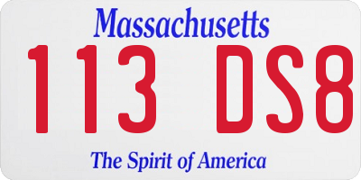 MA license plate 113DS8
