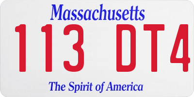 MA license plate 113DT4
