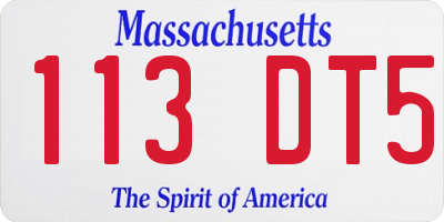 MA license plate 113DT5