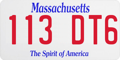 MA license plate 113DT6