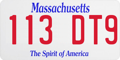 MA license plate 113DT9
