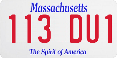MA license plate 113DU1