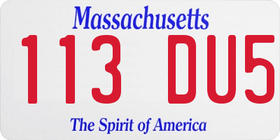MA license plate 113DU5