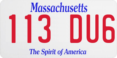 MA license plate 113DU6