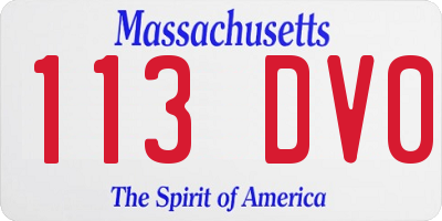 MA license plate 113DV0