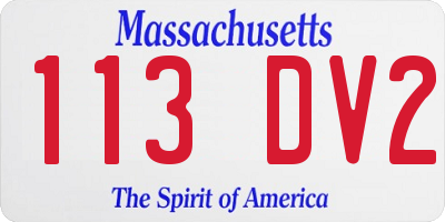 MA license plate 113DV2