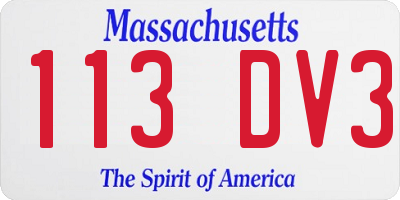 MA license plate 113DV3