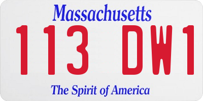 MA license plate 113DW1