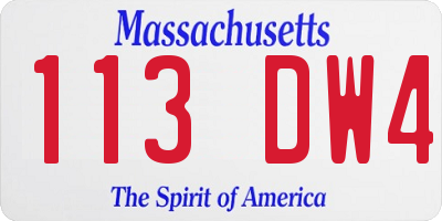 MA license plate 113DW4