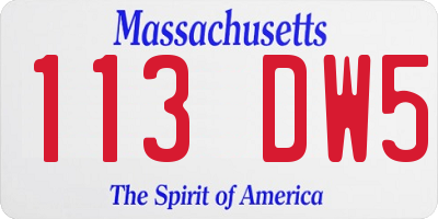 MA license plate 113DW5