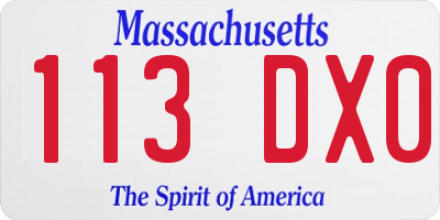 MA license plate 113DX0