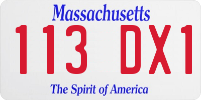 MA license plate 113DX1