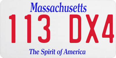 MA license plate 113DX4