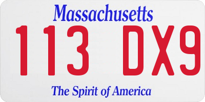 MA license plate 113DX9