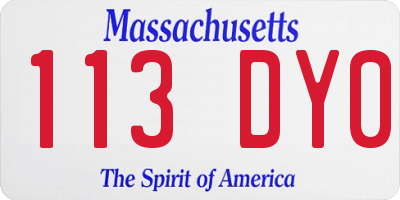 MA license plate 113DY0