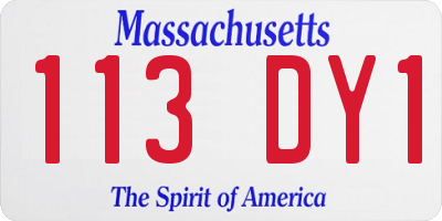 MA license plate 113DY1
