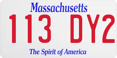 MA license plate 113DY2