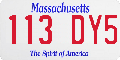 MA license plate 113DY5