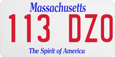 MA license plate 113DZ0