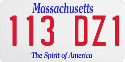MA license plate 113DZ1