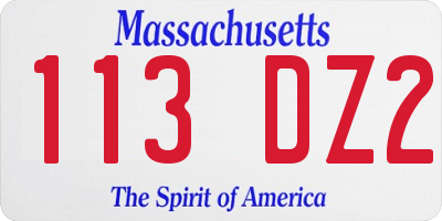 MA license plate 113DZ2