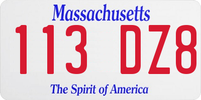 MA license plate 113DZ8