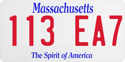 MA license plate 113EA7