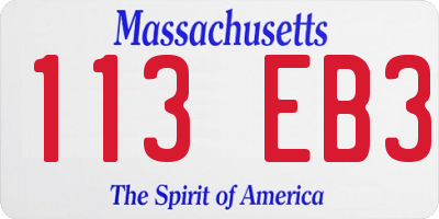 MA license plate 113EB3