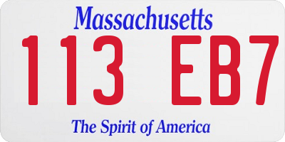 MA license plate 113EB7