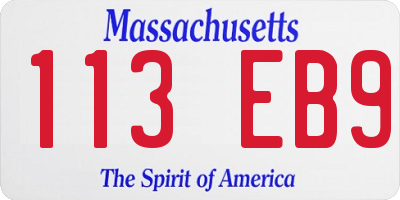 MA license plate 113EB9